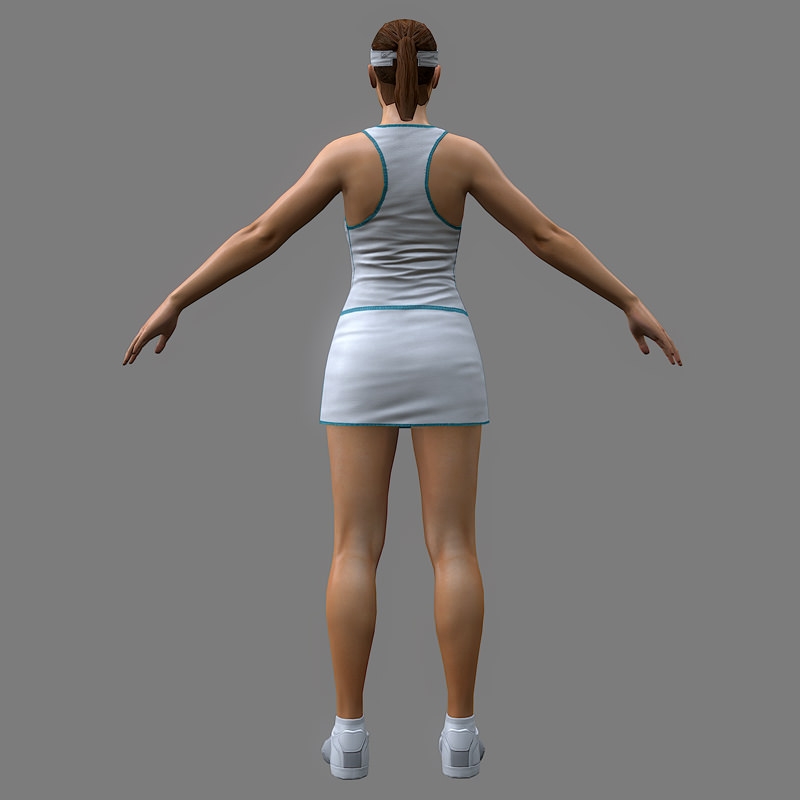 Tennis Player Girl Low-poly 3D model_9