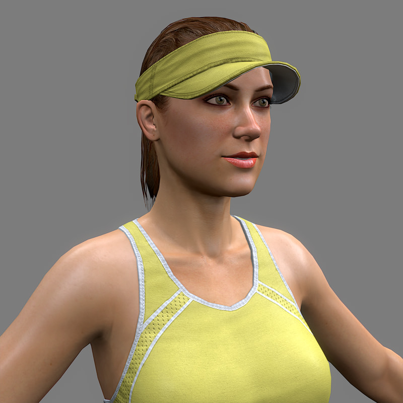 Tennis Player Girl Low-poly 3D model_10