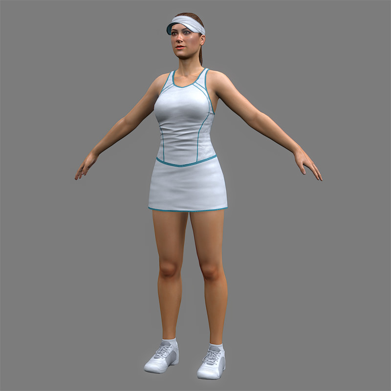 Tennis Player Girl Low-poly 3D model_1