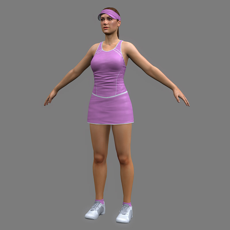 Tennis Player Girl Low-poly 3D model_3
