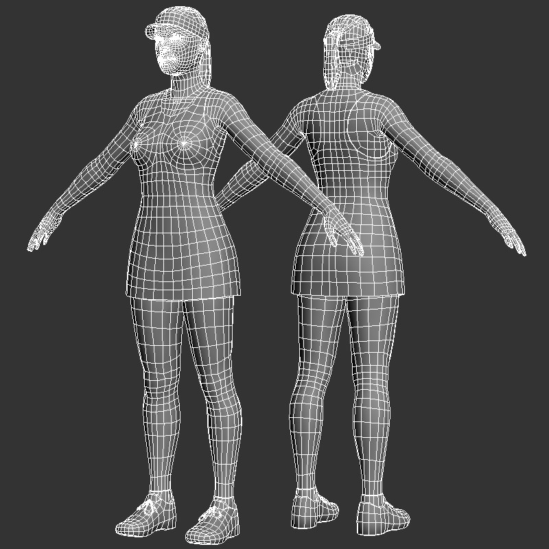 Tennis Player Girl Low-poly 3D model_18