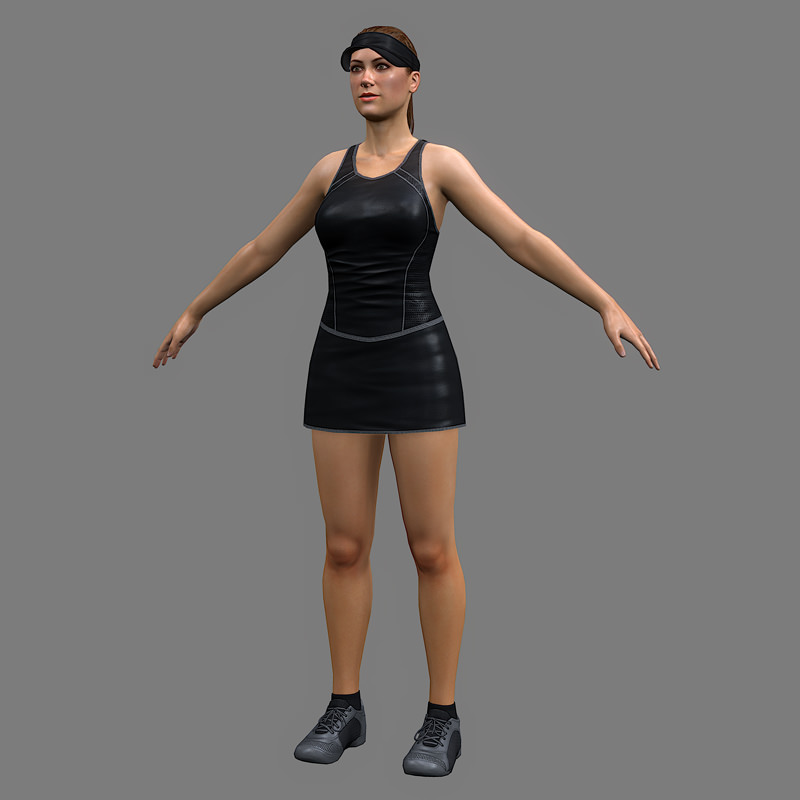 Tennis Player Girl Low-poly 3D model_5