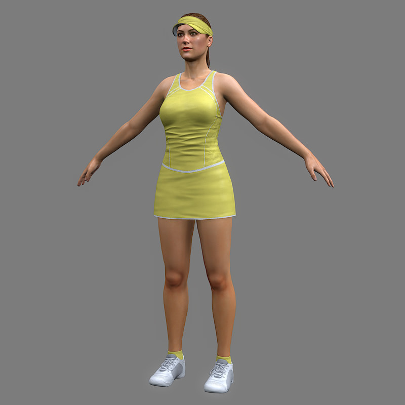 Tennis Player Girl Low-poly 3D model_4