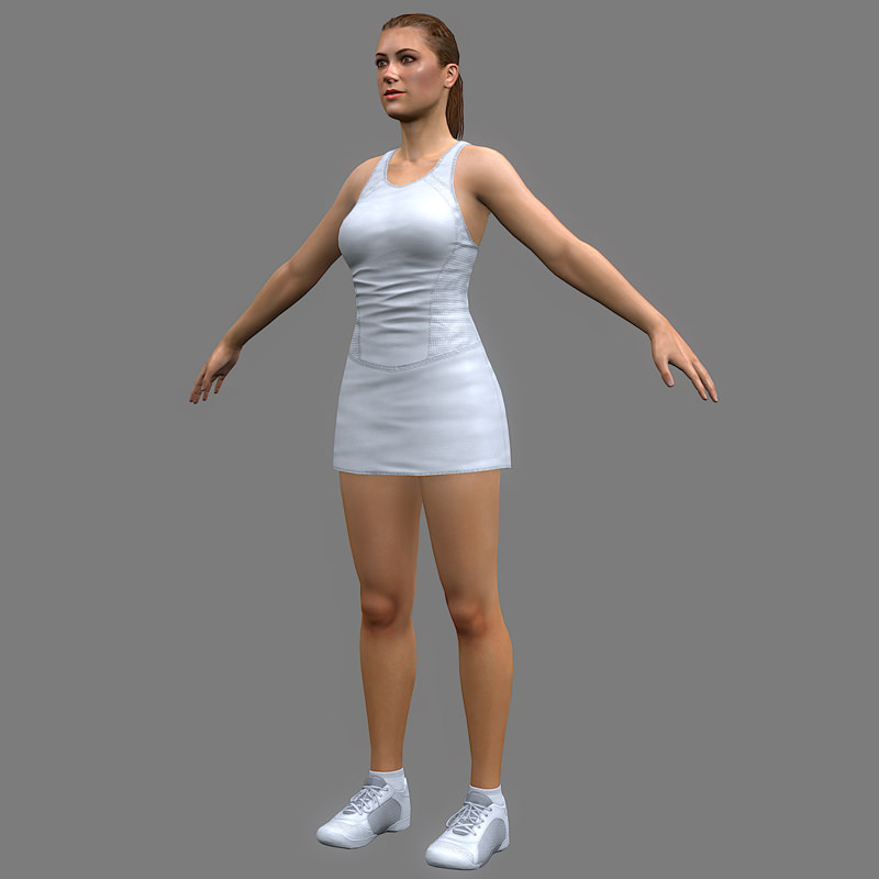 Tennis Player Girl Low-poly 3D model_6