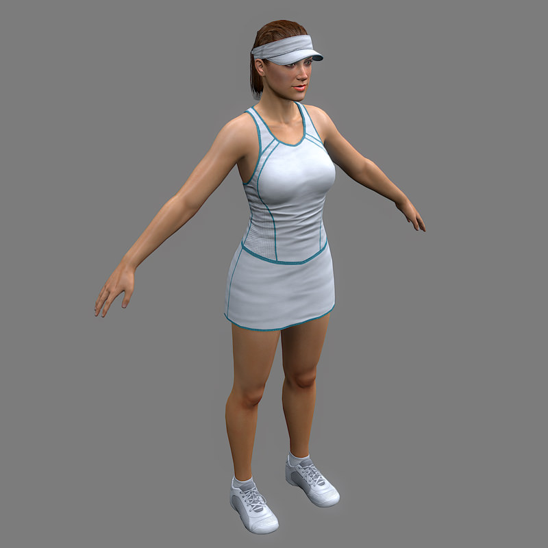 Tennis Player Girl Low-poly 3D model_8