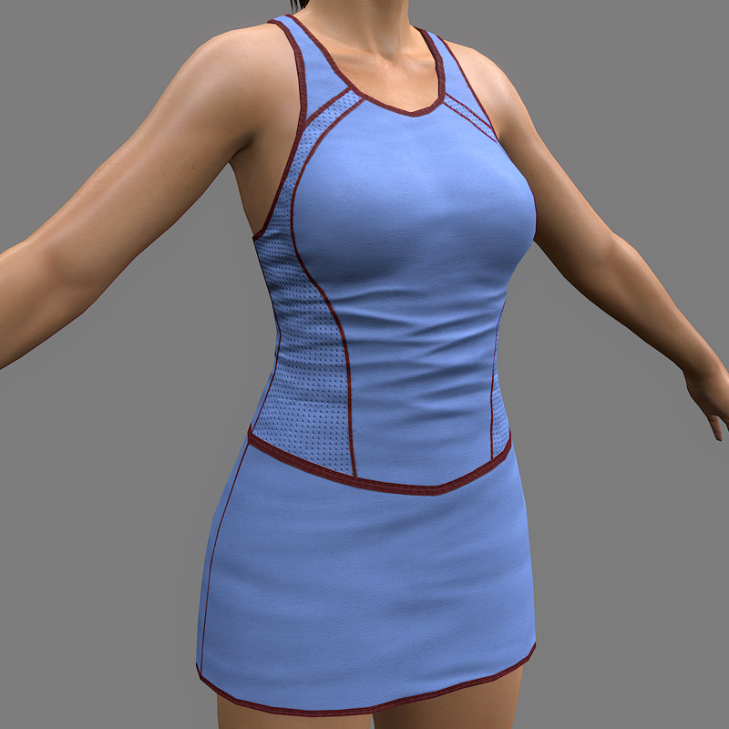 Tennis Player Girl Low-poly 3D model_14