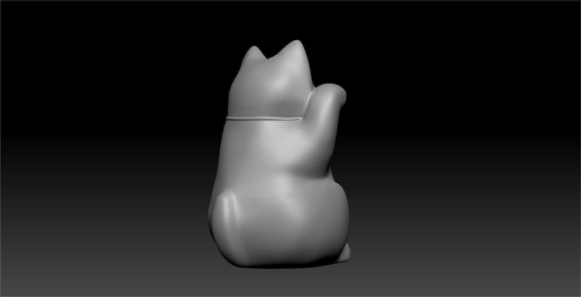 Maneki Neko cute chubby japanese lucky cat 3D print model_2