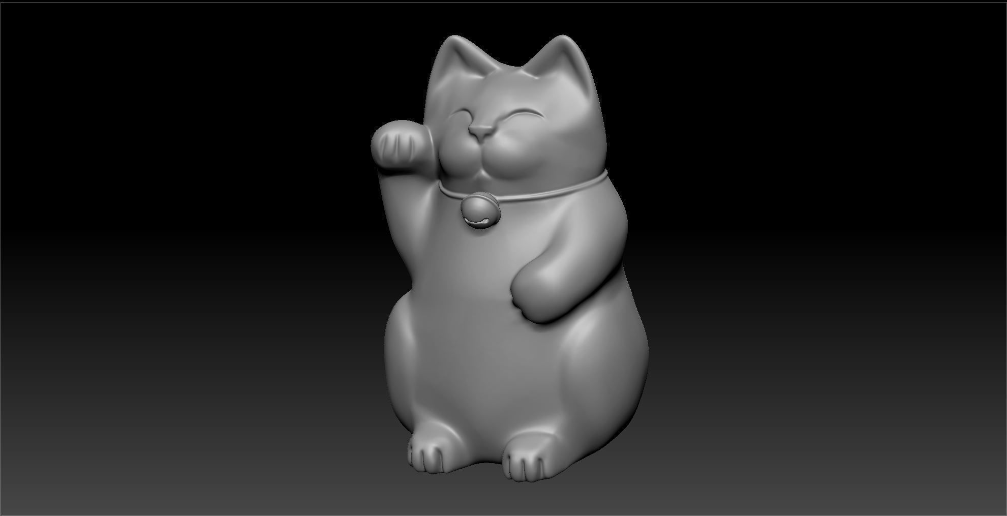 Maneki Neko cute chubby japanese lucky cat 3D print model_1
