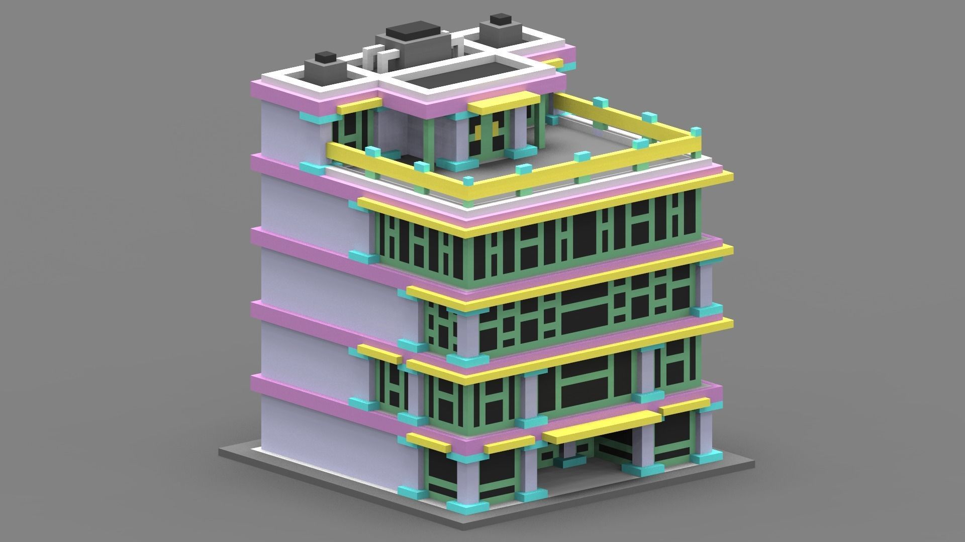 House Voxel - 4 Low-poly 3D model_3