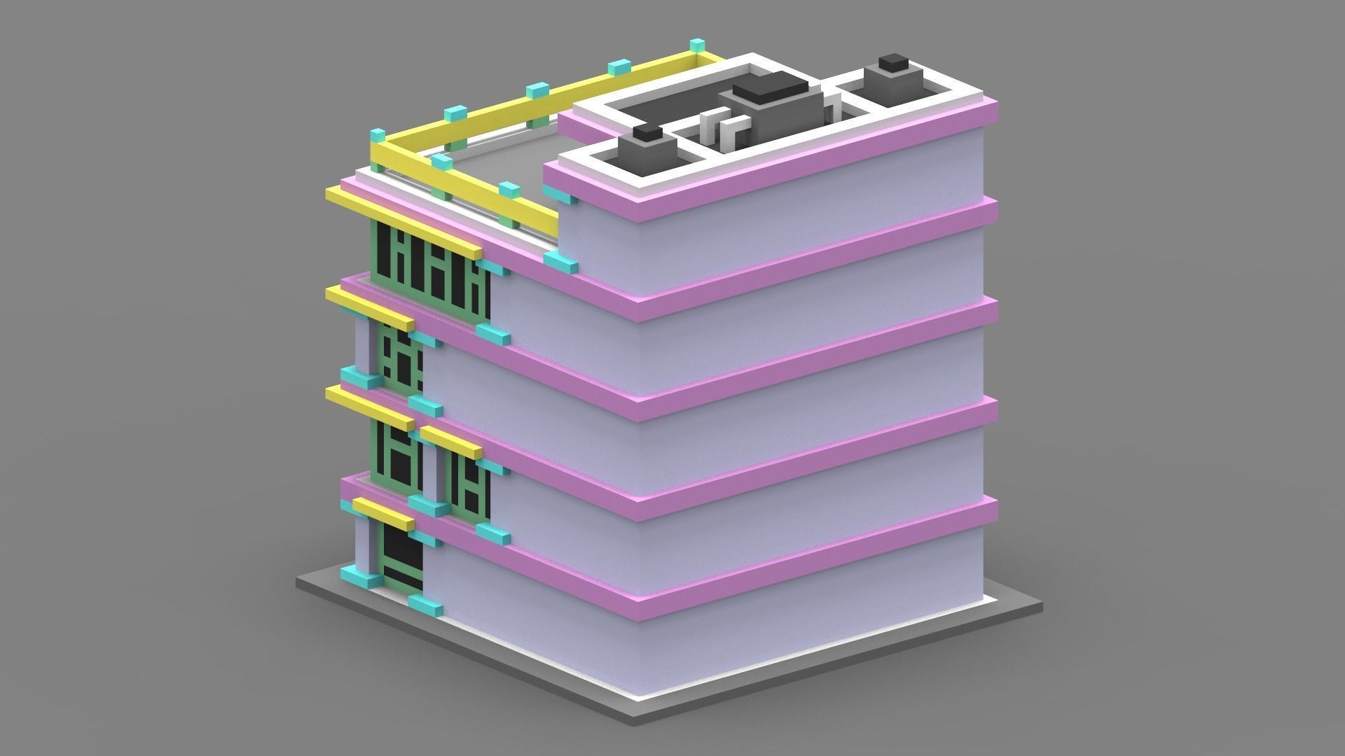 House Voxel - 4 Low-poly 3D model_1