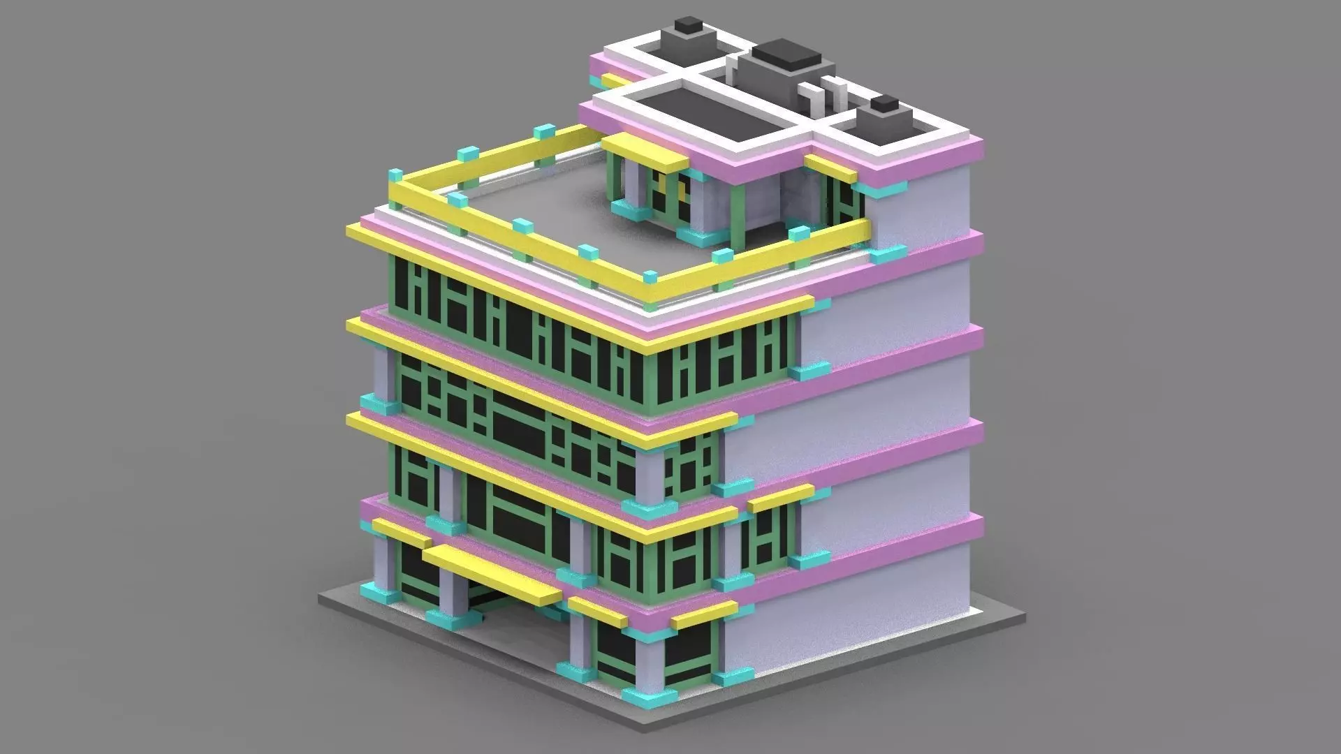 House Voxel - 4 Low-poly 3D model_0