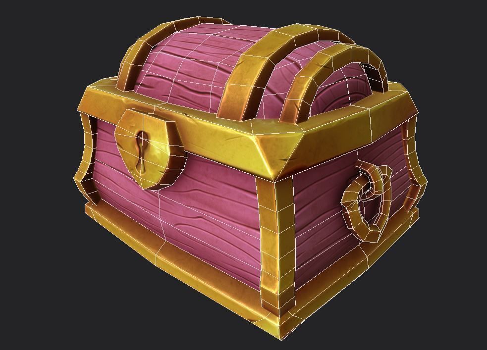 Stylized Toon Chest Low-poly 3D model_6