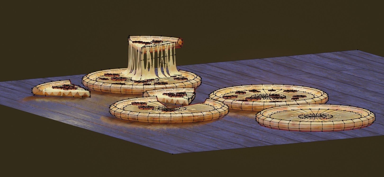 pepperoni pizza slices  Low-poly 3D model_8