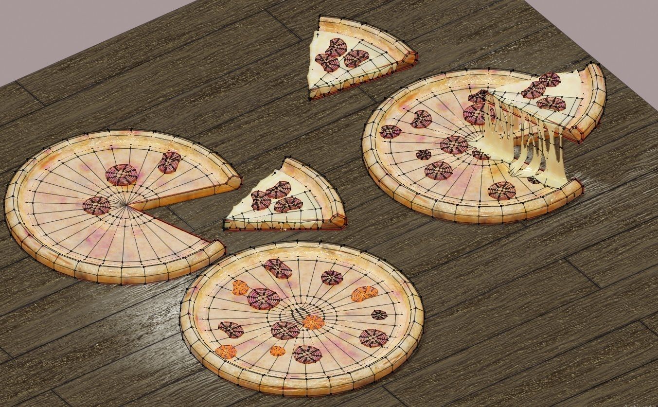 pepperoni pizza slices  Low-poly 3D model_12