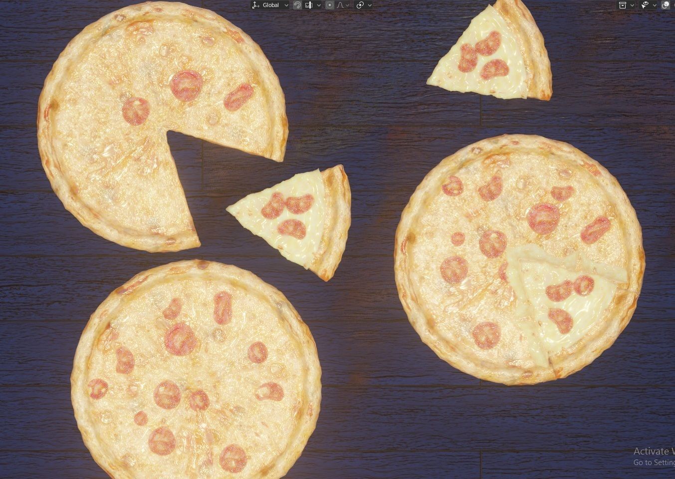 pepperoni pizza slices  Low-poly 3D model_6
