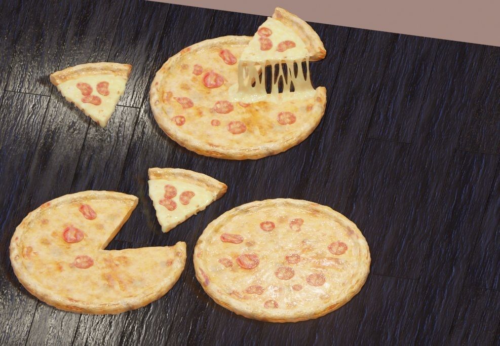 pepperoni pizza slices  Low-poly 3D model_3