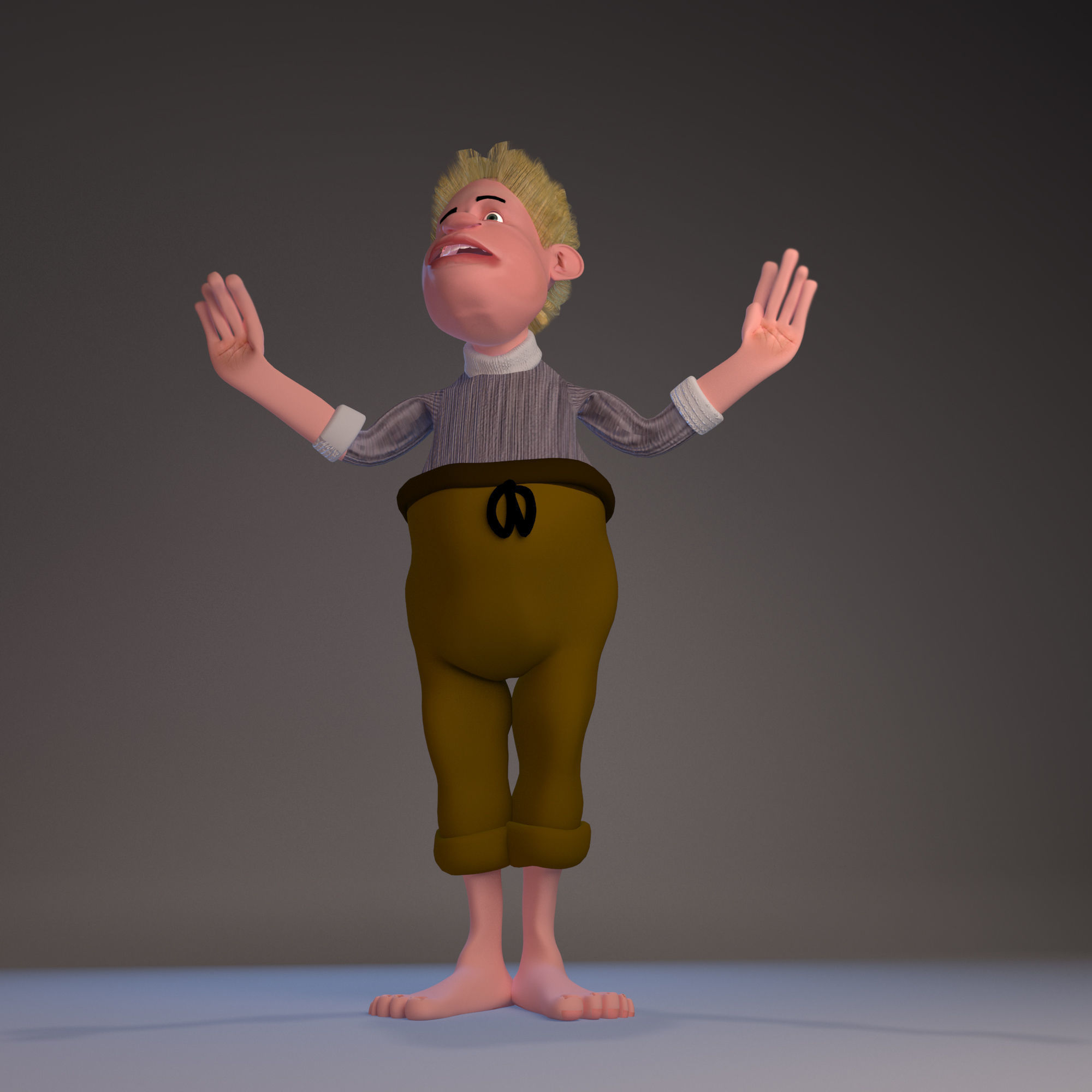 cartoon character Low-poly 3D model_2