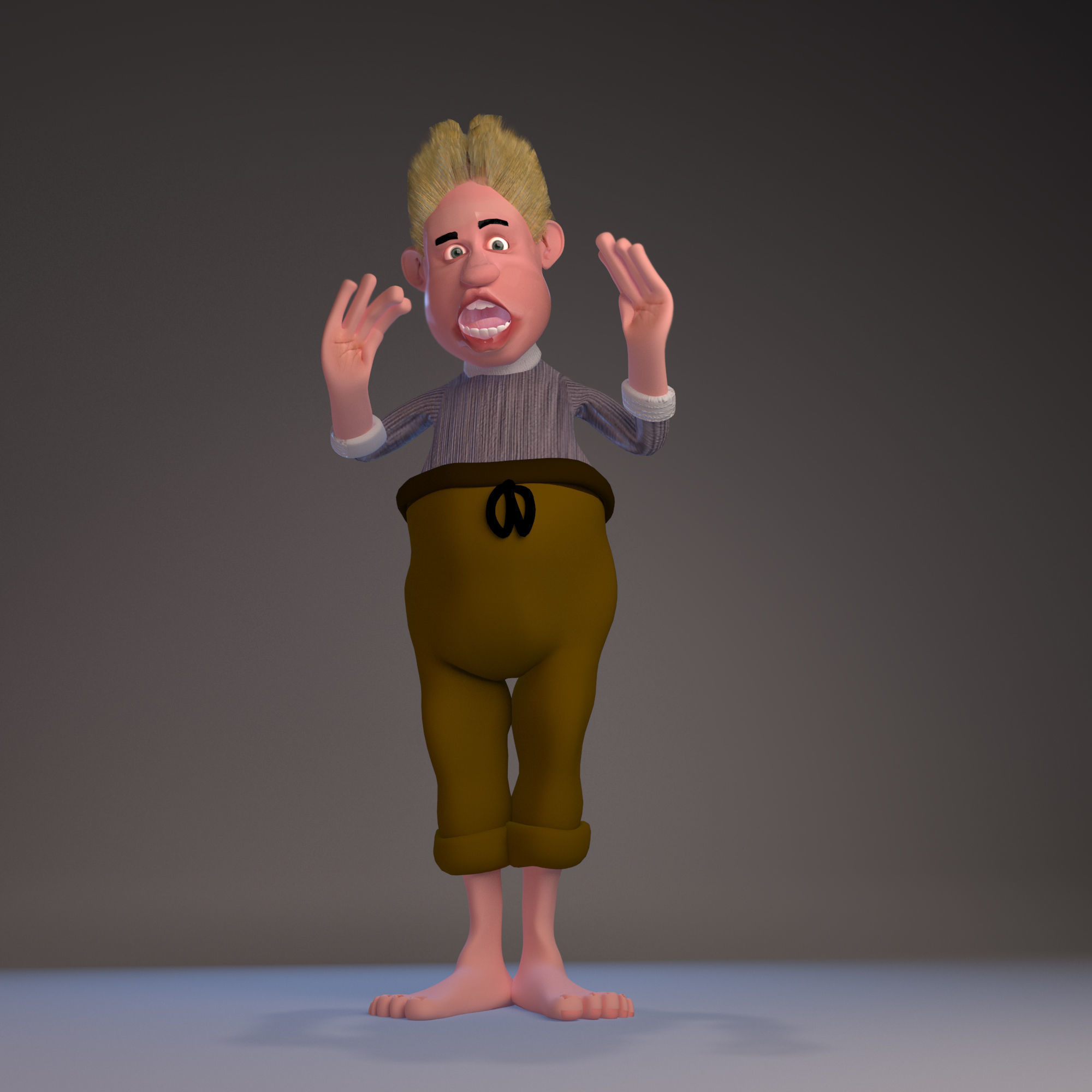 cartoon character Low-poly 3D model_3