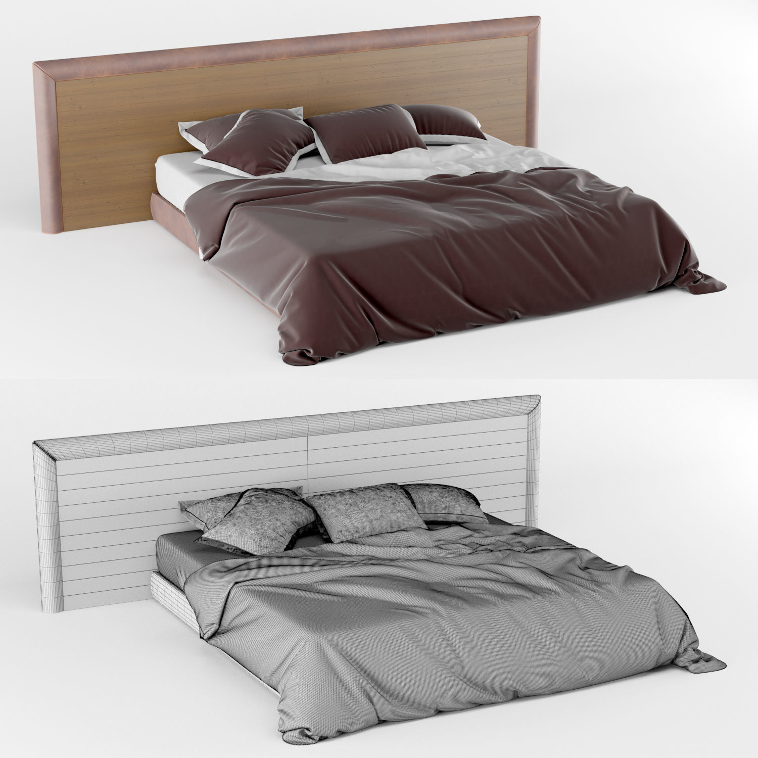 modern bed 2 3D model_2