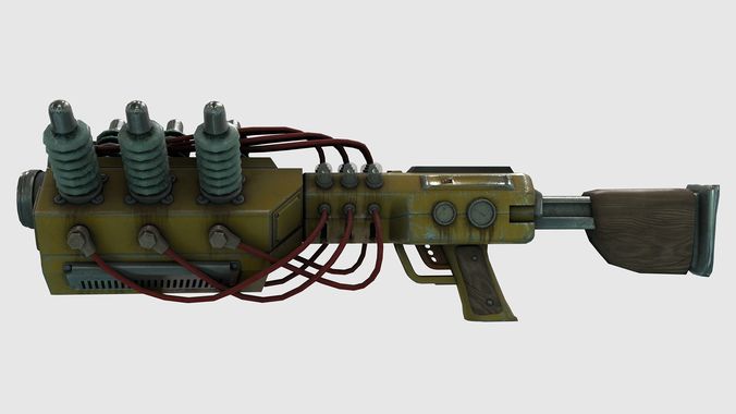 Low-Poly Tesla Rifle With PBR Materials Low-poly 3D model