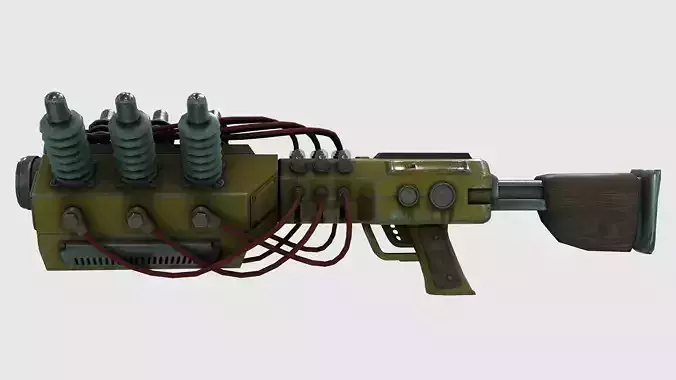 Low-Poly Tesla Rifle With PBR Materials Low-poly 3D model