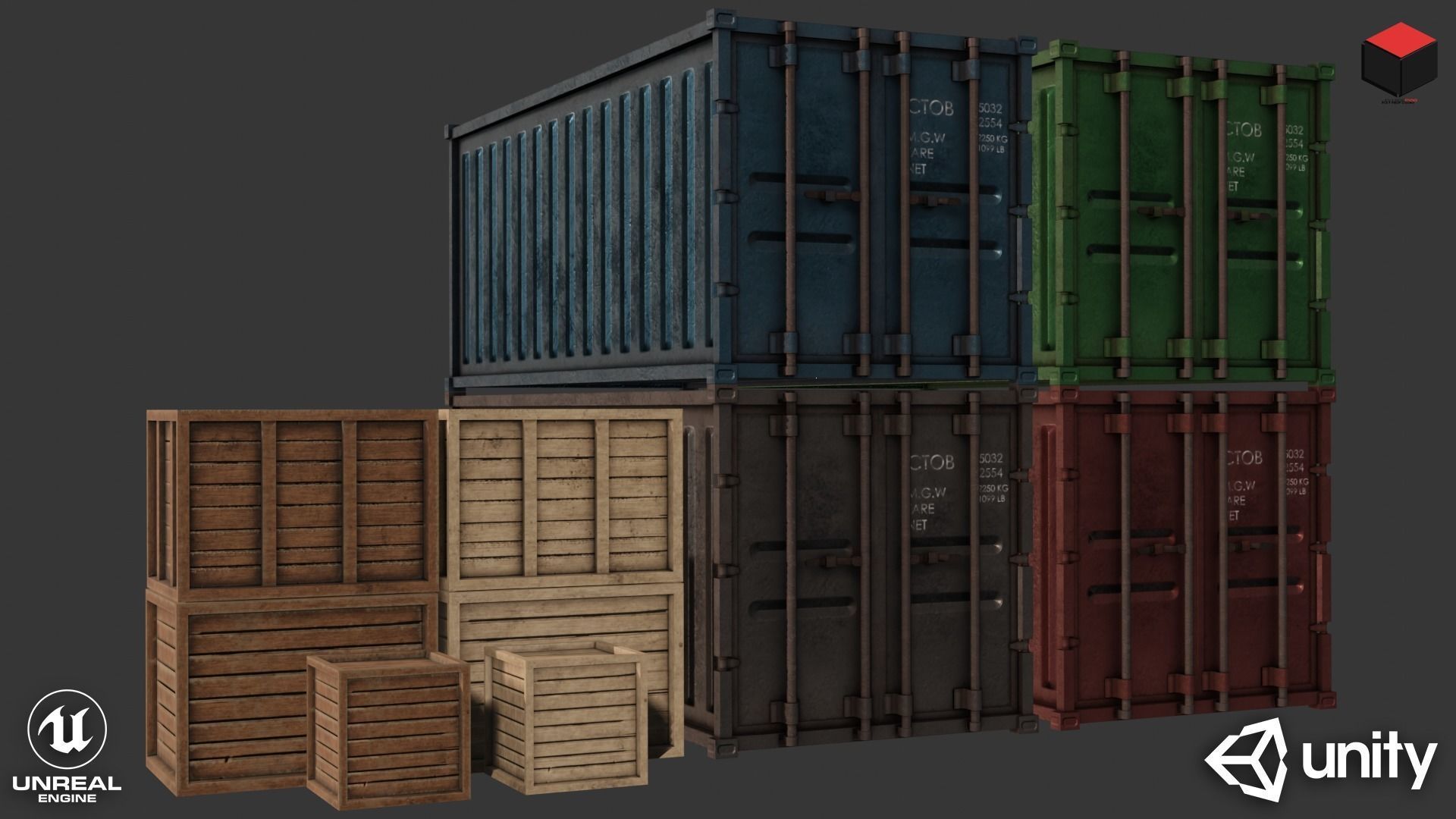 Industrial Cargo Pack Low-poly 3D model_1