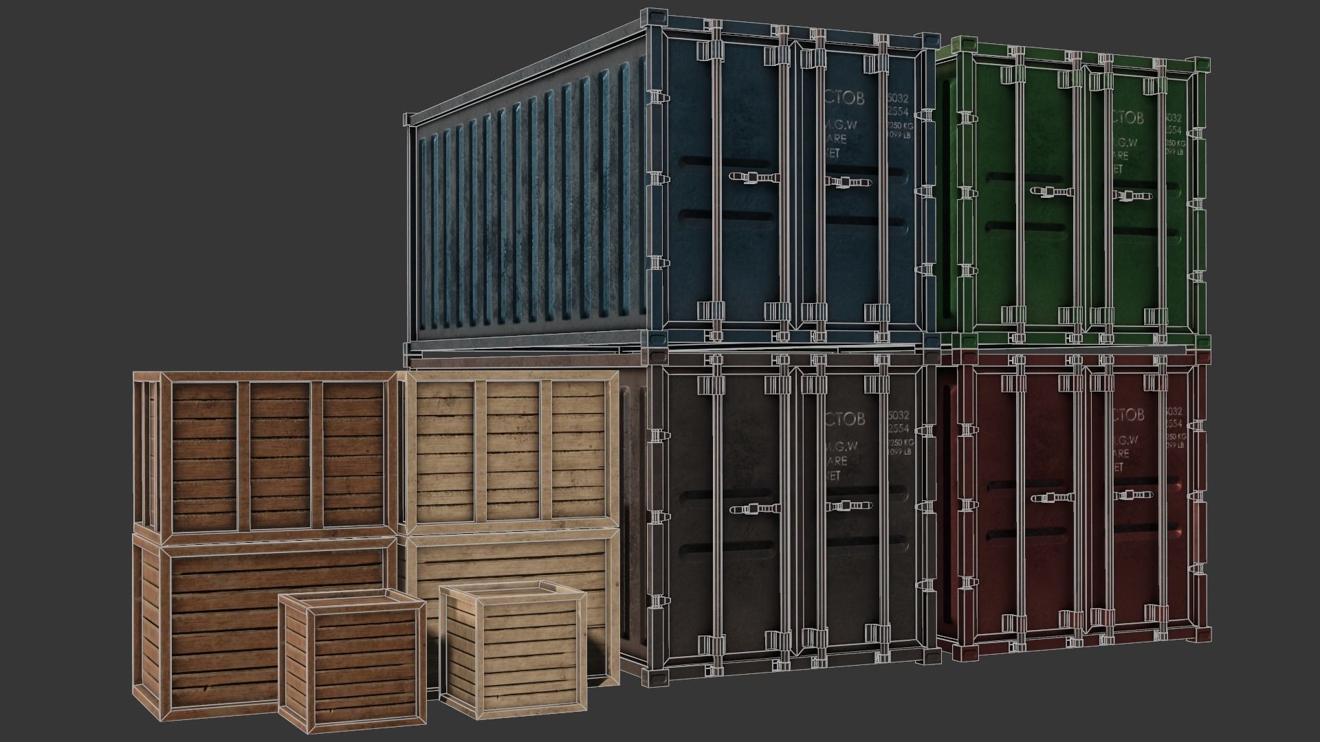 Industrial Cargo Pack Low-poly 3D model_2