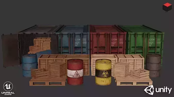 Industrial Cargo Pack Low-poly 3D model