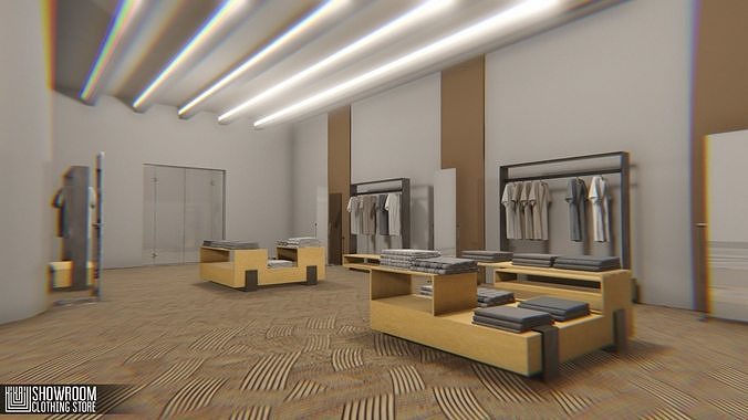 Showroom - clothing store Low-poly 3D model