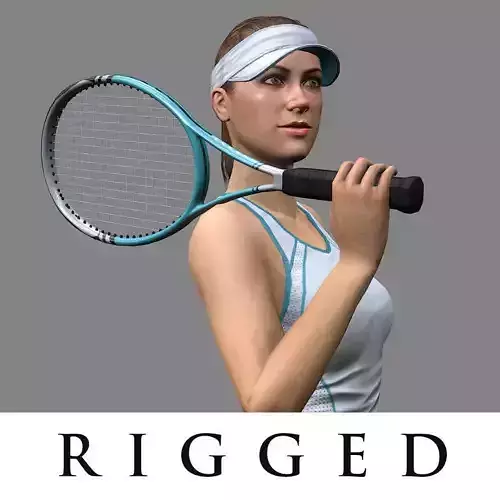 Tennis Player Girl RIGGED Low-poly 3D model