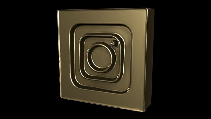 Instagram Gold Logo Vray Ready Game Ready For Decorations Free low-poly 3D model