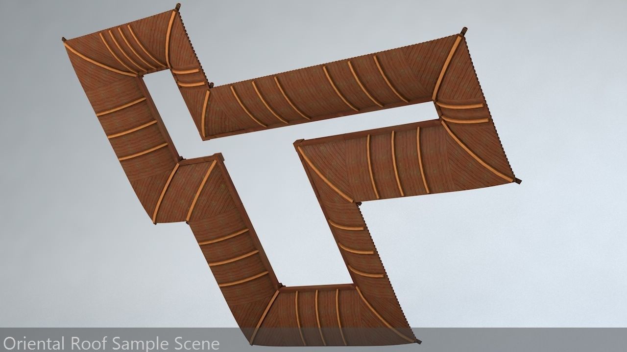 Oriental Roof Modular Elements Next Gen Game Ready PBR Low-poly 3D model_55