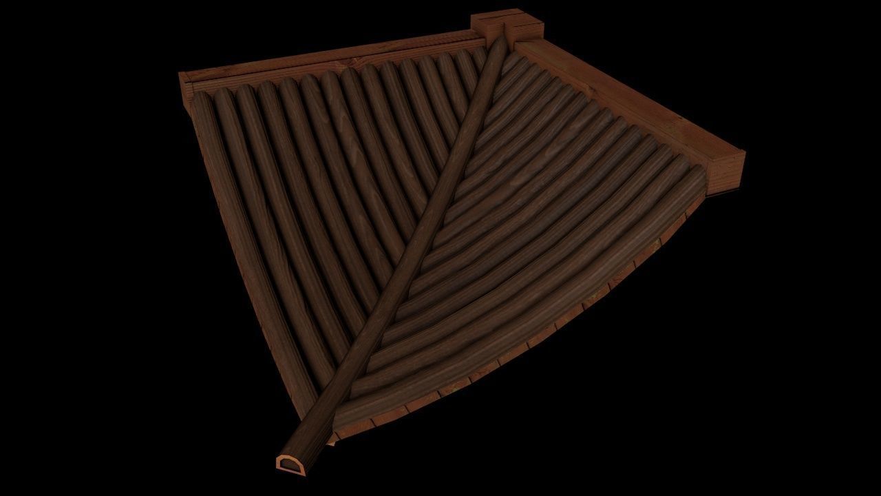 Oriental Roof Modular Elements Next Gen Game Ready PBR Low-poly 3D model_9