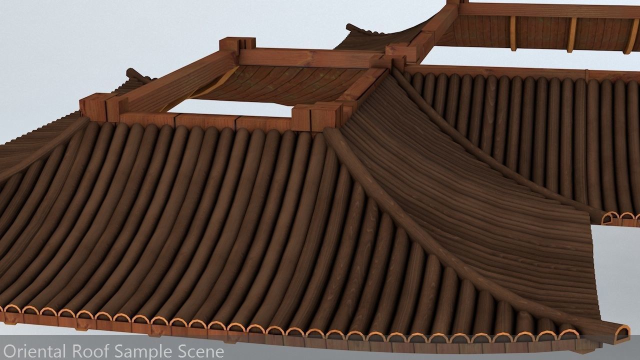 Oriental Roof Modular Elements Next Gen Game Ready PBR Low-poly 3D model_58