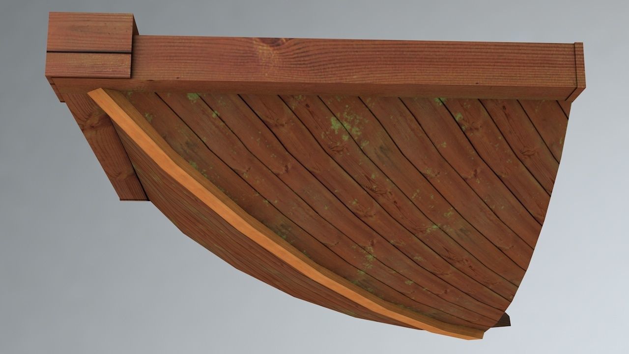 Oriental Roof Modular Elements Next Gen Game Ready PBR Low-poly 3D model_5