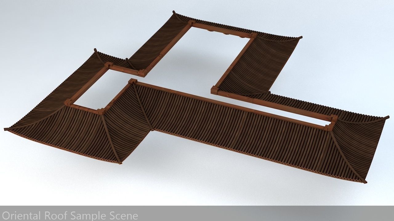 Oriental Roof Modular Elements Next Gen Game Ready PBR Low-poly 3D model_56