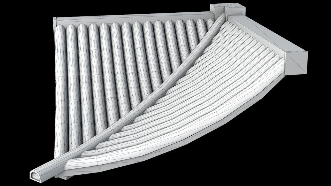 Oriental Roof Modular Elements Next Gen Game Ready PBR Low-poly 3D model_11