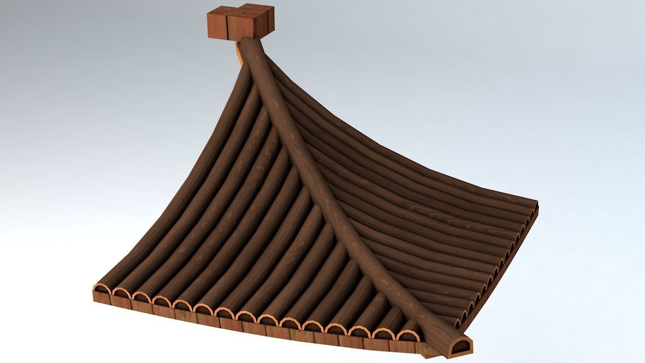 Oriental Roof Modular Elements Next Gen Game Ready PBR Low-poly 3D model_16