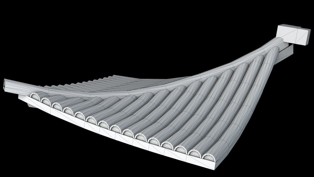 Oriental Roof Modular Elements Next Gen Game Ready PBR Low-poly 3D model_27