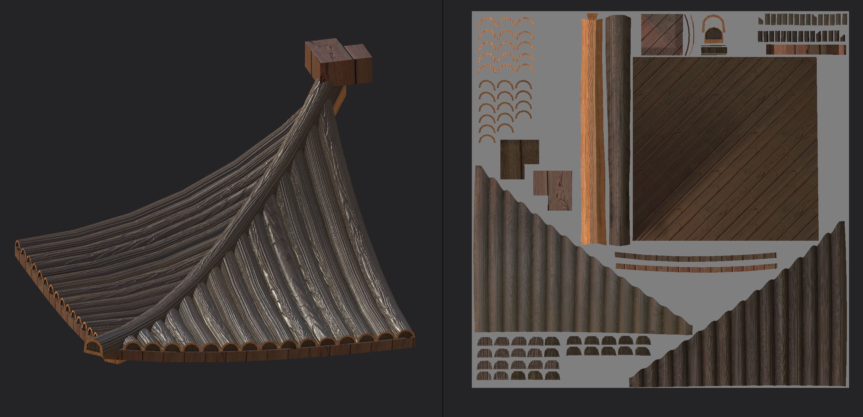 Oriental Roof Modular Elements Next Gen Game Ready PBR Low-poly 3D model_20