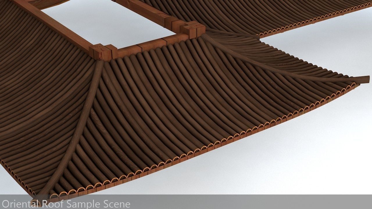 Oriental Roof Modular Elements Next Gen Game Ready PBR Low-poly 3D model_53