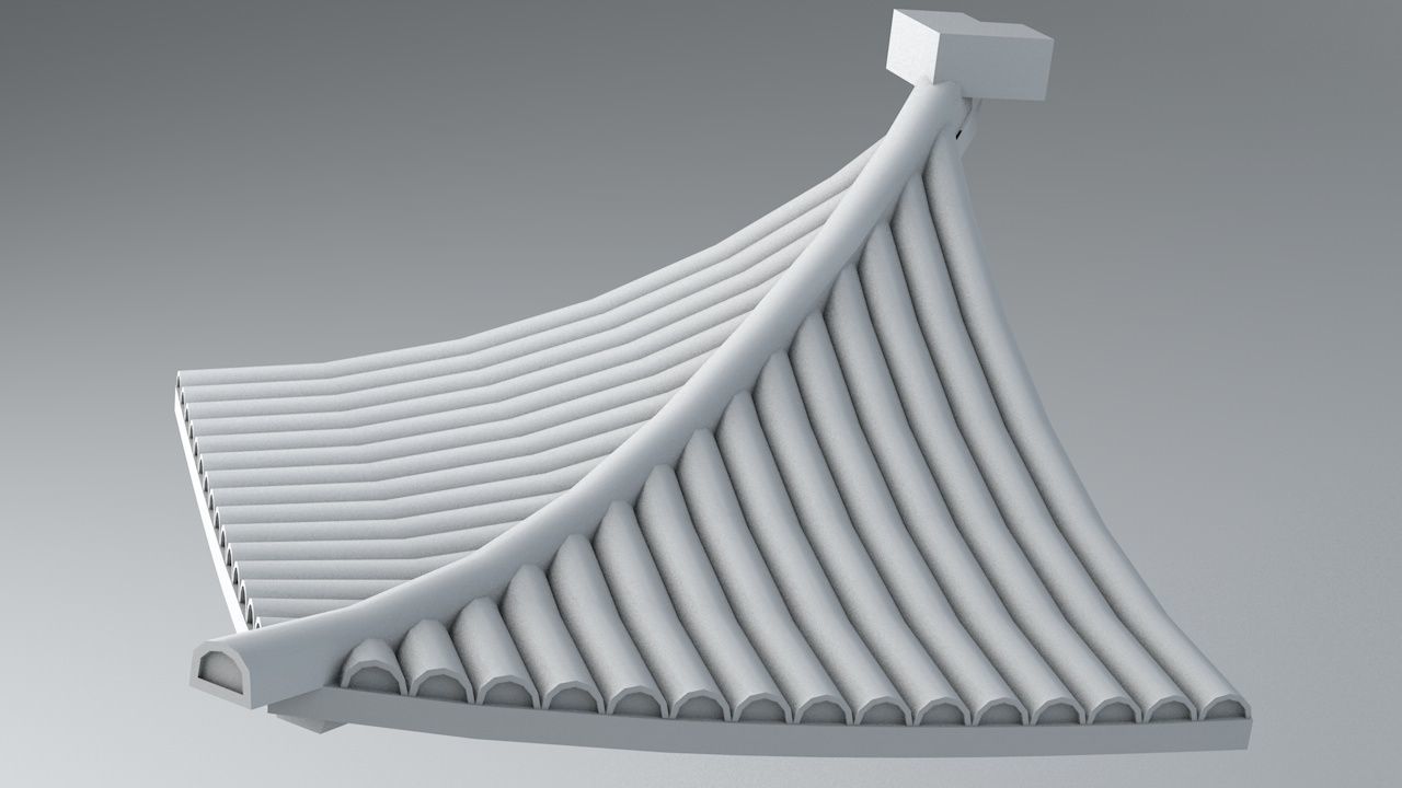 Oriental Roof Modular Elements Next Gen Game Ready PBR Low-poly 3D model_24