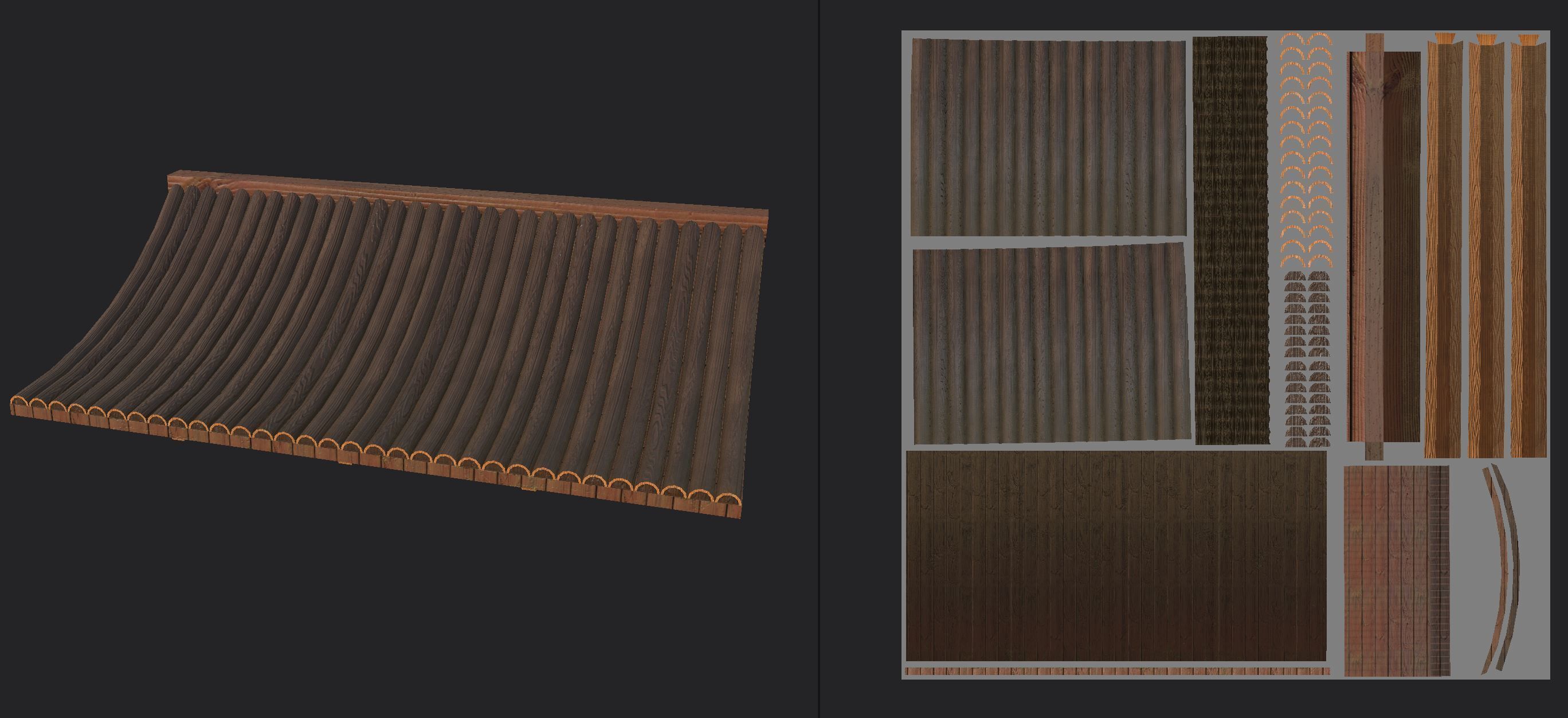 Oriental Roof Modular Elements Next Gen Game Ready PBR Low-poly 3D model_40