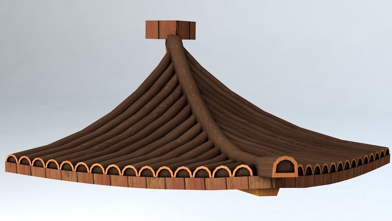 Oriental Roof Modular Elements Next Gen Game Ready PBR Low-poly 3D model_17