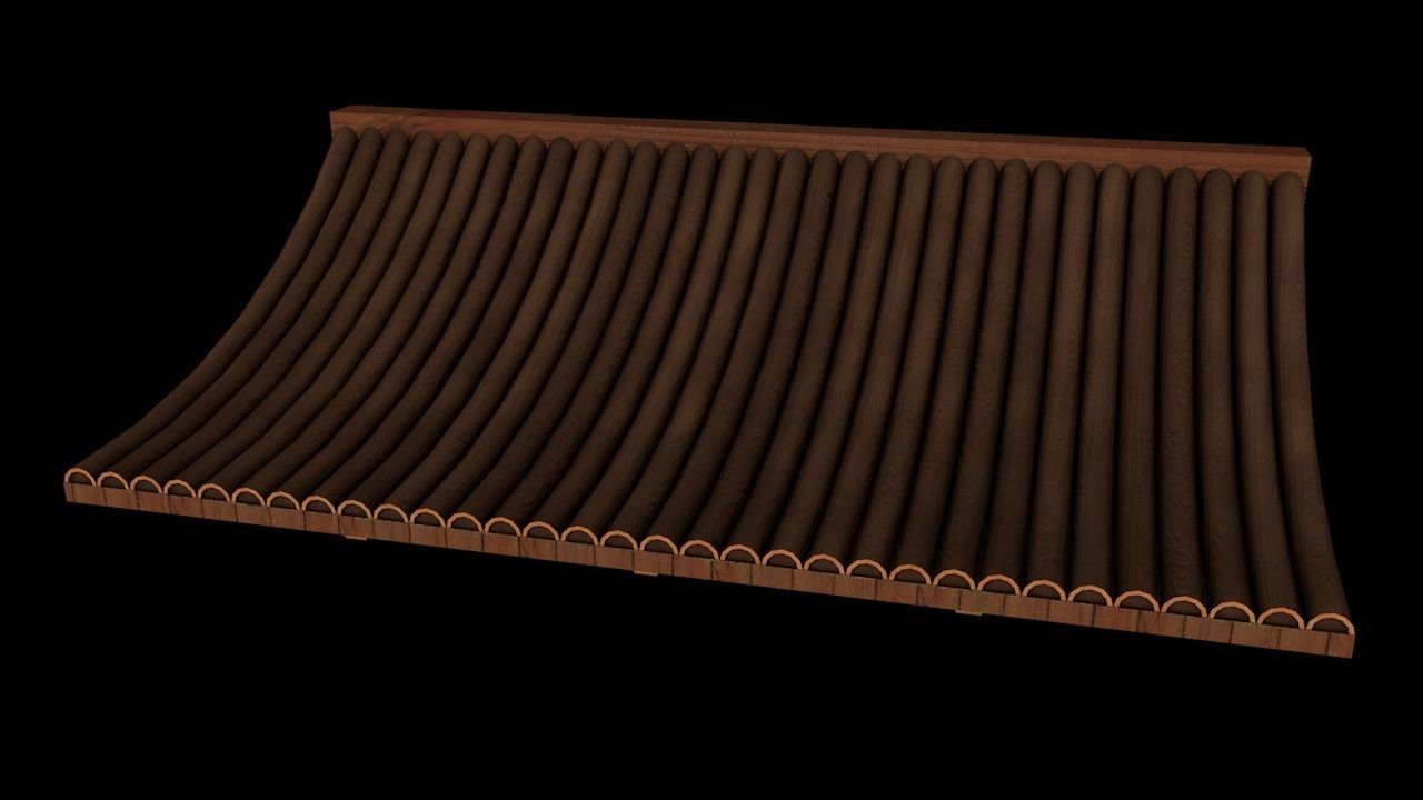 Oriental Roof Modular Elements Next Gen Game Ready PBR Low-poly 3D model_41