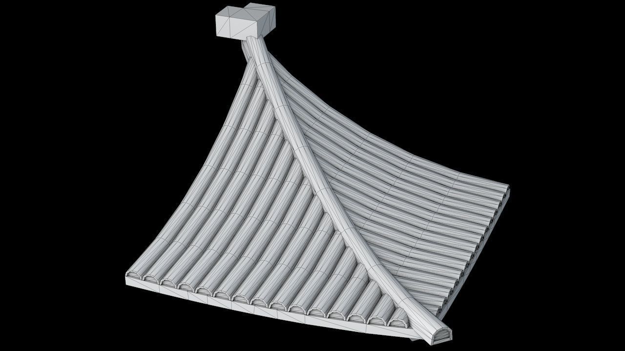 Oriental Roof Modular Elements Next Gen Game Ready PBR Low-poly 3D model_22