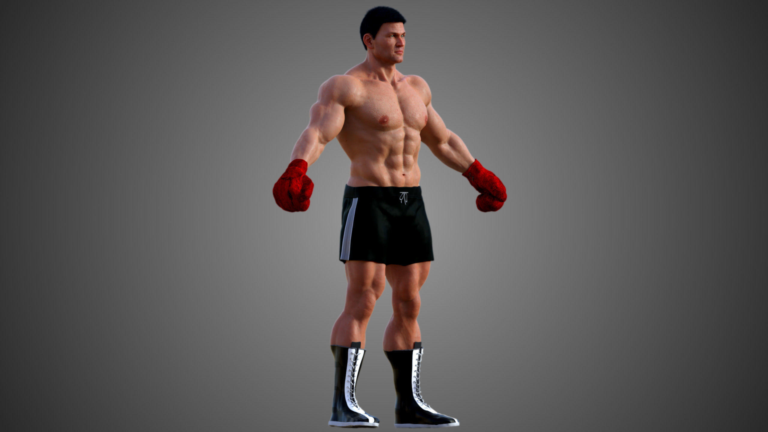  Male Caucasian BOX - MMA Fighter 3D model_5