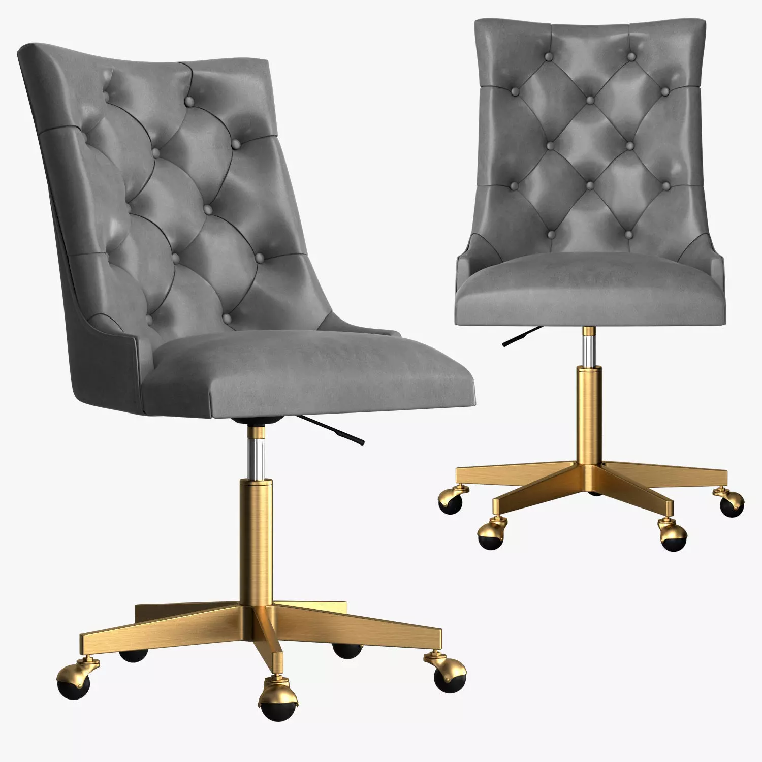 Martine Adjustable Leather Desk Chair 3D model_0