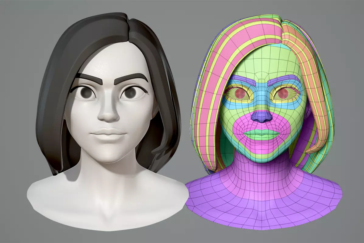  Cute cartoon girl  3D model_0