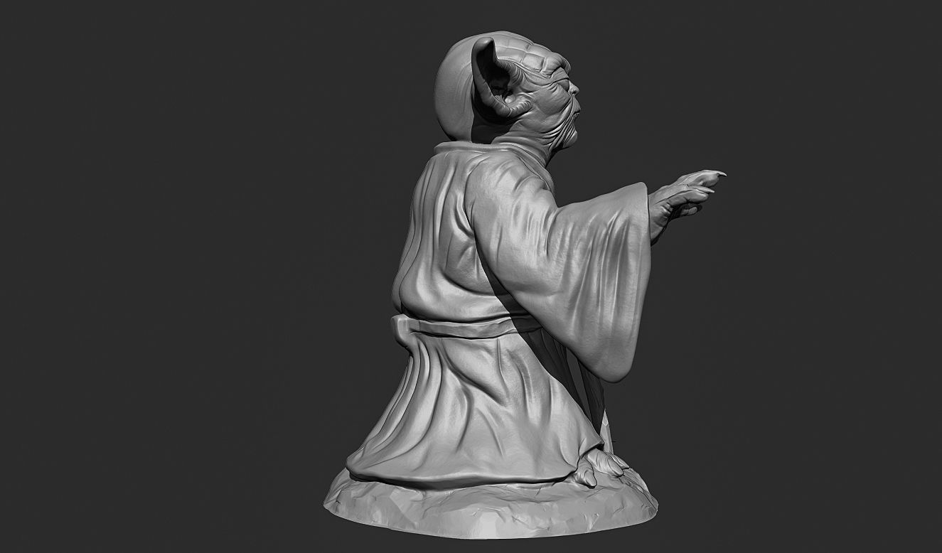 Yoda Sculpture fan 3d print model 3D print model_15